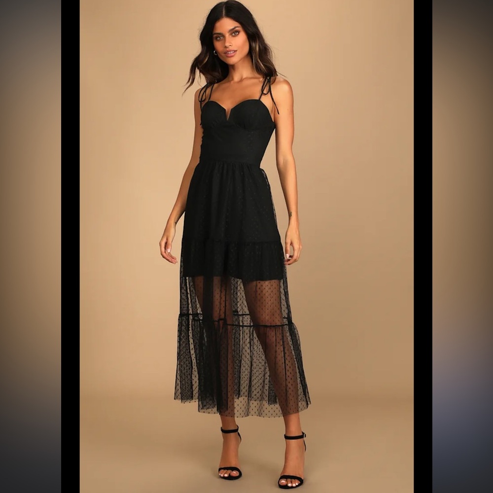 Lulu's Black High Low Sheer Lace Dress